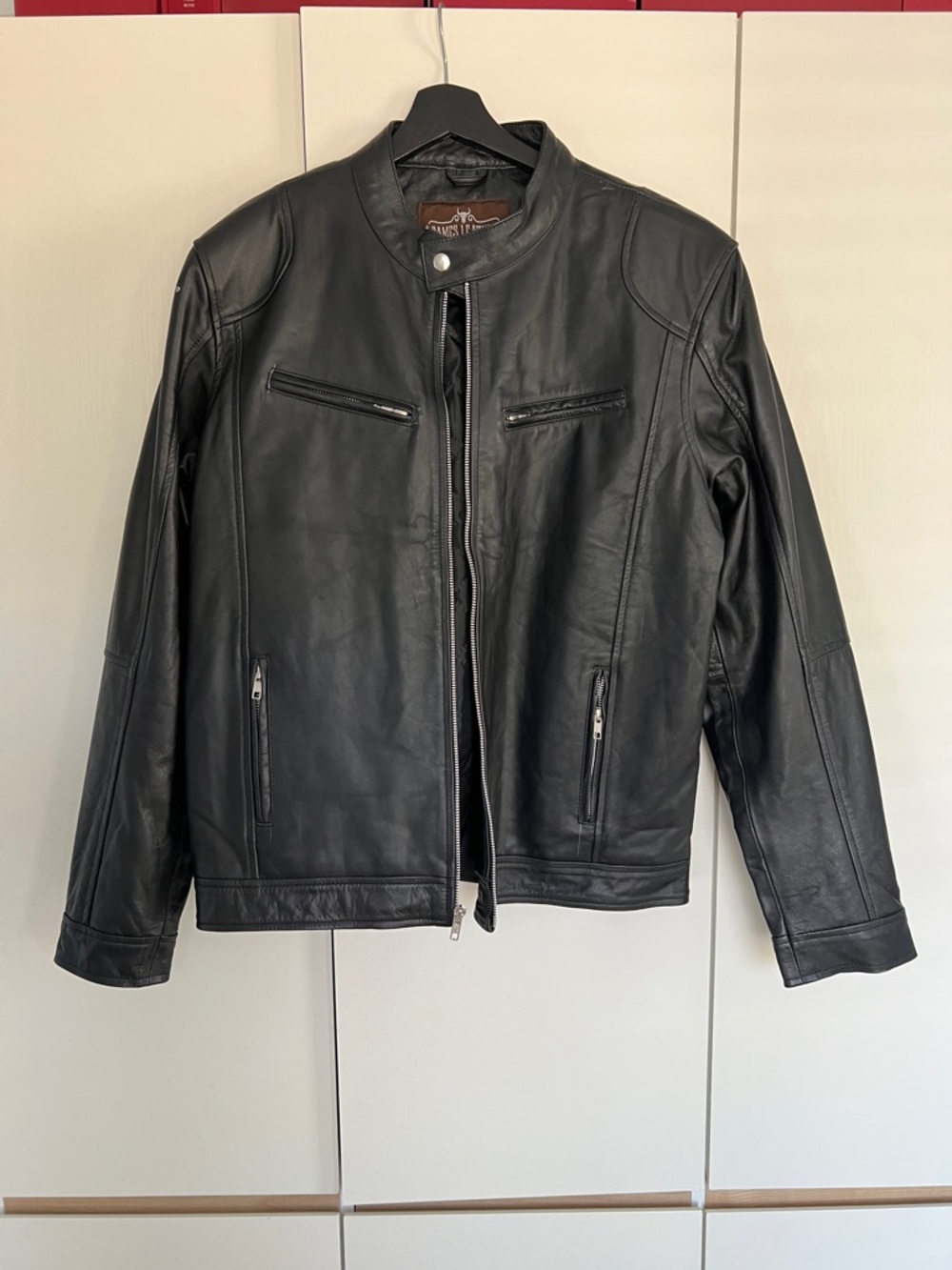 Men's Black Leather Zip-Front Jacket